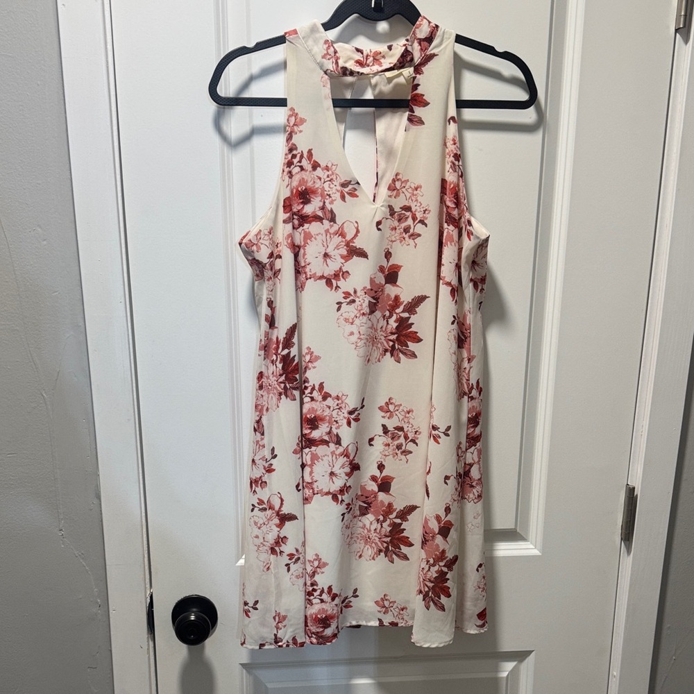 Miami Floral Mini Dress - Red and Cream